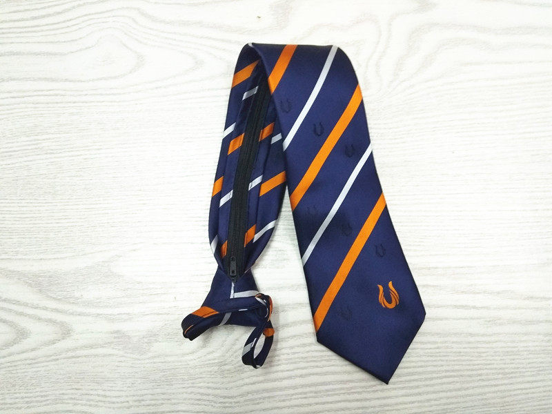 铁路男士领带列车员列车长手打拉链懒人一拉得领带设计定做蓝橙色