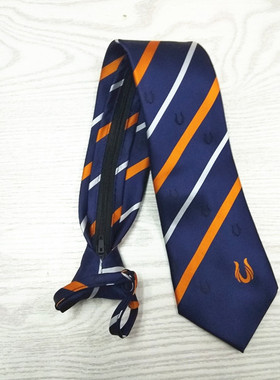 铁路男士领带列车员列车长手打拉链懒人一拉得领带设计定做蓝橙色