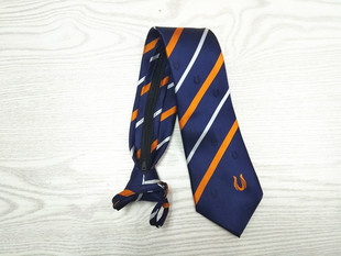 铁路男士领带列车员列车长手打拉链懒人一拉得领带设计定做蓝橙色