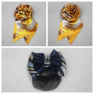 山西交投橙色带叶子丝巾折叠绣球花喇叭花别针胸花头花发夹定做