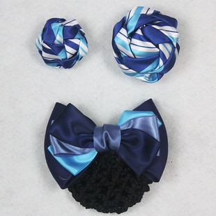 河南省农村信用社农商银行蓝色无标记别针胸花领花头花发夹盘发网