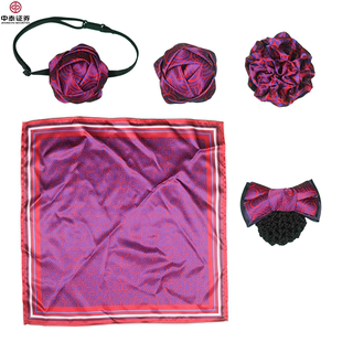 中泰证券定制款红色丝巾头花发夹别针胸花领花绣球玫瑰花设计出图