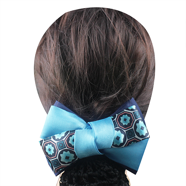 新疆农信蓝色头花发夹网兜设计定做厂家批发小批量订单无起订量