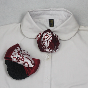 山东济南中行职业装酒红色领花玫瑰花头花发夹网兜懒人款设计定做