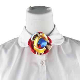 中国移动无标记版橙黄蓝红色玫瑰花免打丝巾胸花别针领花银行通用