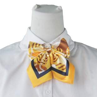 山西交通高速公路收费站职业装蝴蝶结领花免打丝巾无标记金黄色