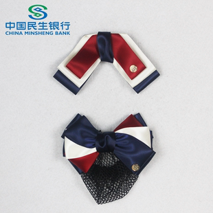 民生银行红色领花头花带金色LOGO标记团装职业装配饰工厂配套加工