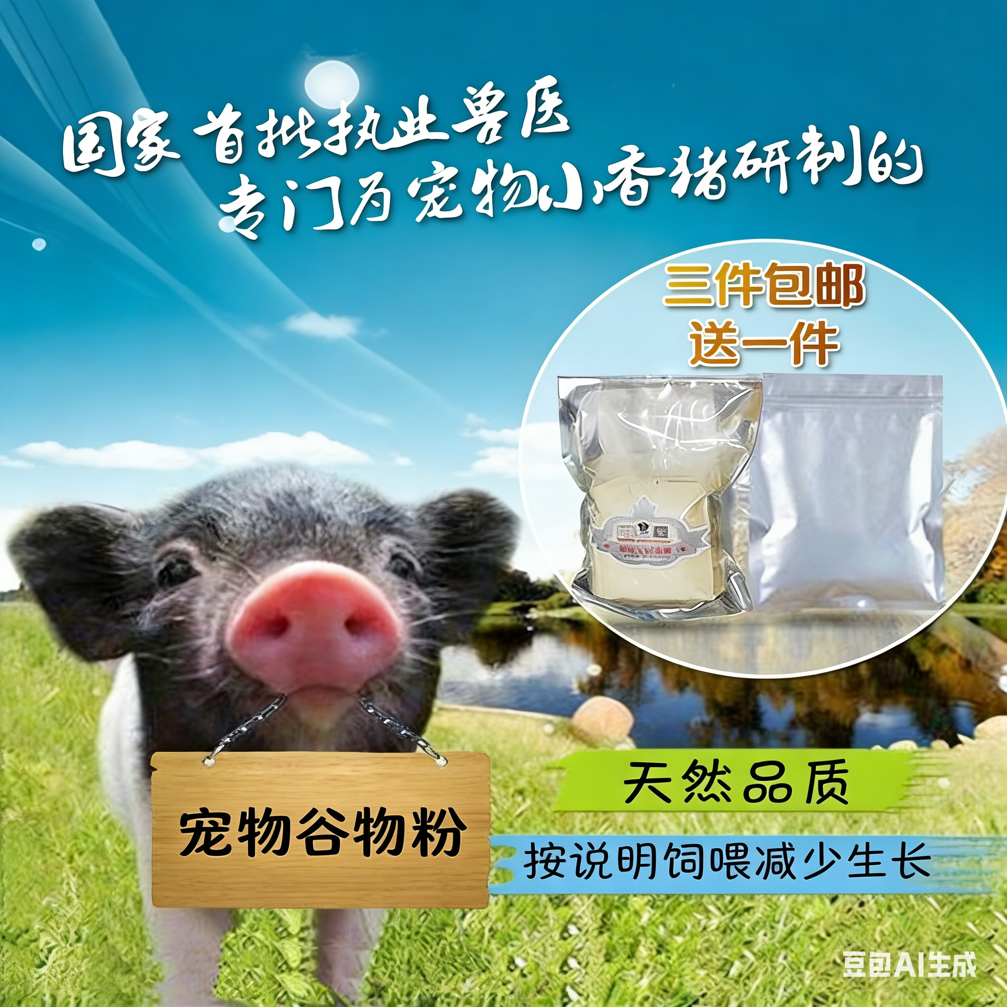 宠物猪谷物粉迷你香猪主粮兽医搭配减少生长长不大专用无添加饲料