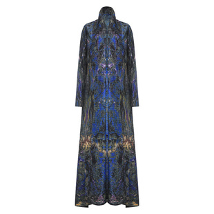 女装迪拜长袍abaya高端百搭印花系带大码连衣裙源头工前卫大牌优