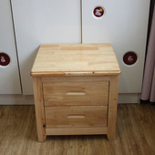 卧室双抽屉柜 整装 经济型柏木床头柜带滑轨 现代简约实木小储物柜