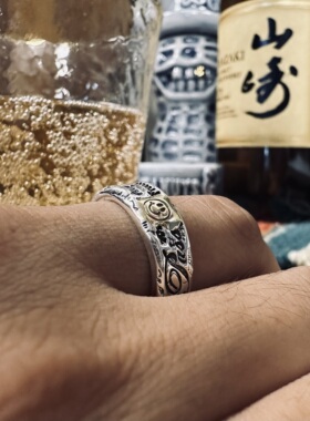 【溪迟】BWL 涂鸦戒指 925银 定制情侣款 男女士经典纯银质感戒指