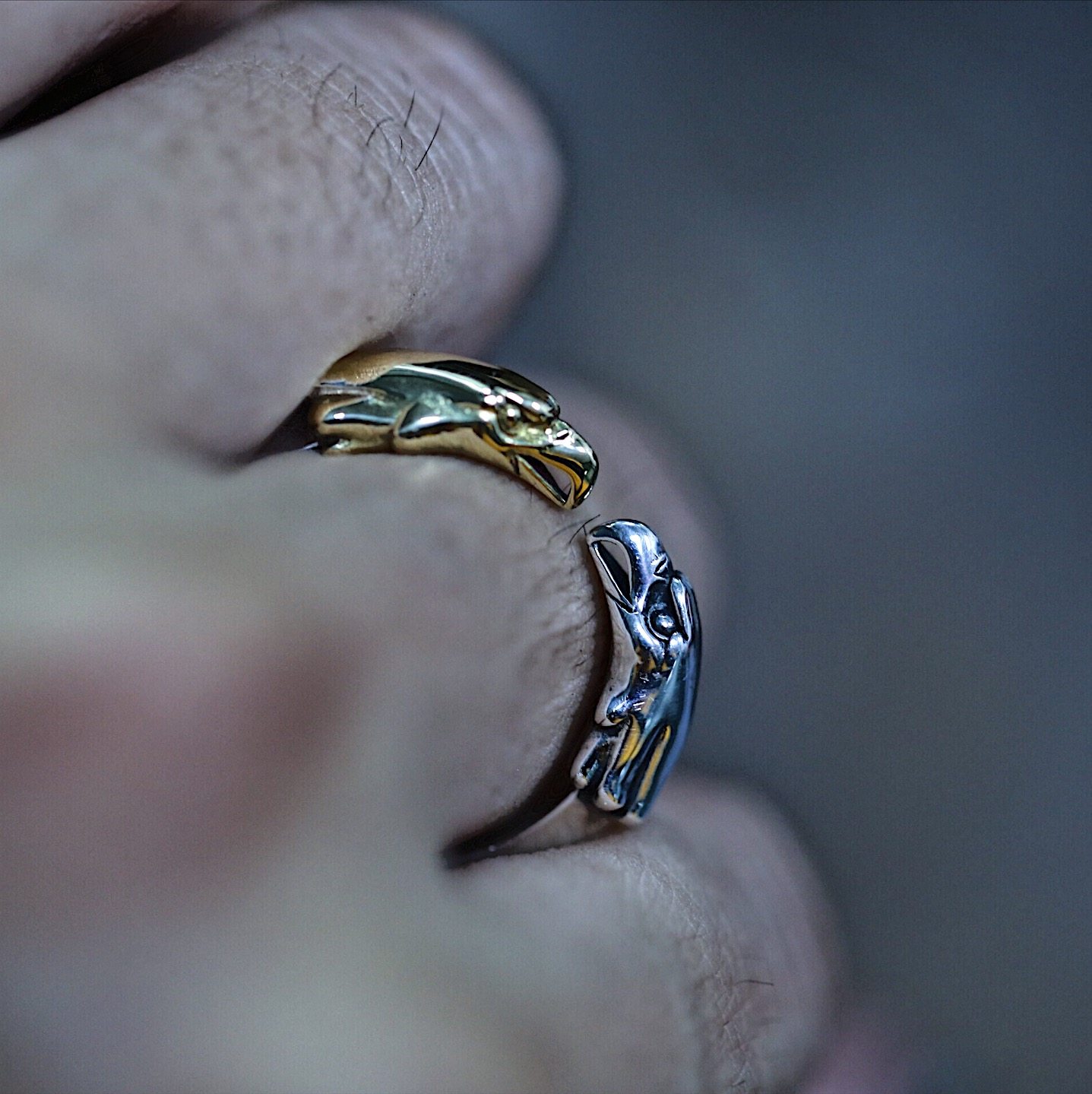 【溪迟】larrysmith 双鹰头戒指 18k金 925银鹰头 情侣对戒 礼物