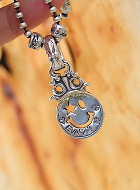 皇冠笑脸吊坠女生925银项链