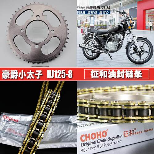适用豪爵小太子HJ125-8征和摩托车链条链盘提速大小飞齿轮链轮盘