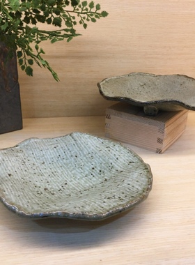 创意料理进口陶瓷餐具灰色异形浅盘刺身盘平圆盘烤串盘冷菜多用盘