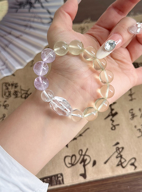 天然白水晶手链女紫水晶旺事业
