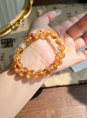 天然黄水晶手链招财转运黄发晶