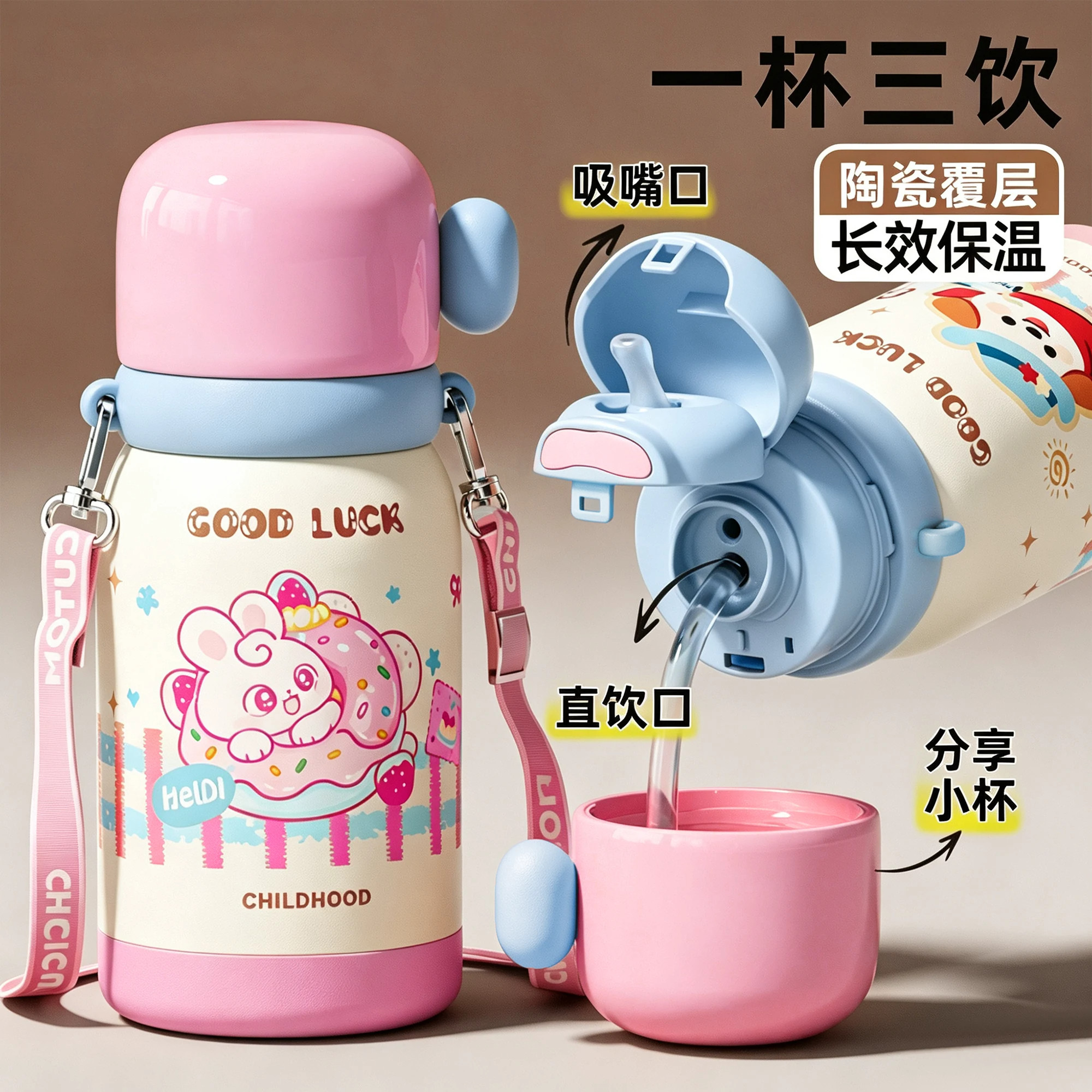 日本进口儿童保温杯女孩学生水杯