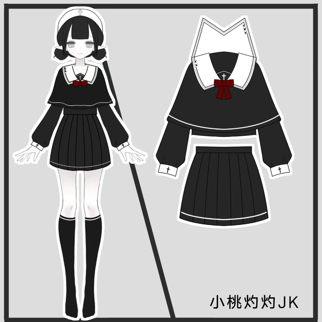 日系暗黑斗篷刺绣长袖JK水手服女
