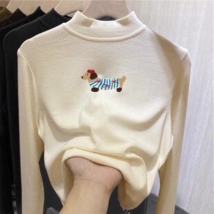 儿童半高领上衣双面德绒打底衫内搭秋冬洋气男童女童保暖长袖T恤