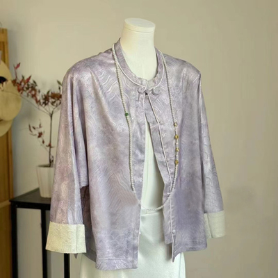 国风薄款防晒开衫外套女时尚圆领新中式小个子轻奢双面穿气质上衣