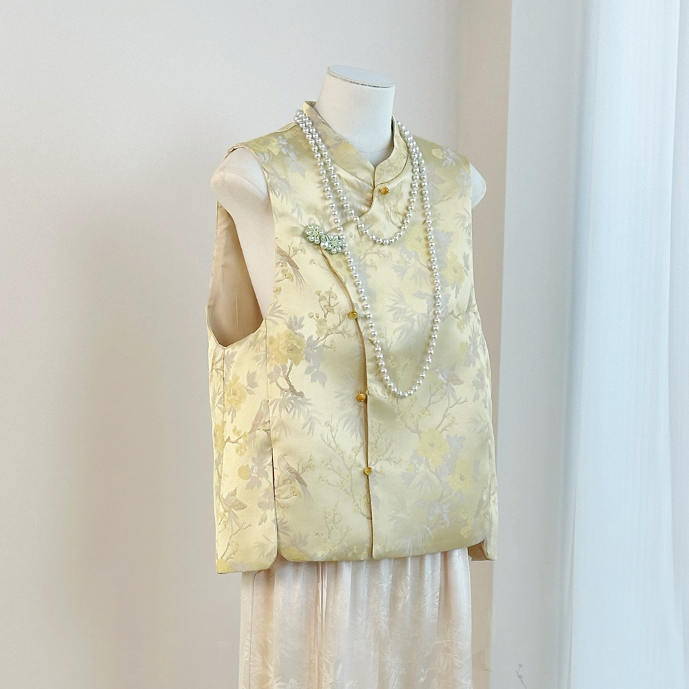 新中式国风别致黄色马甲女装设计感上衣时尚马夹小个子春秋季马夹