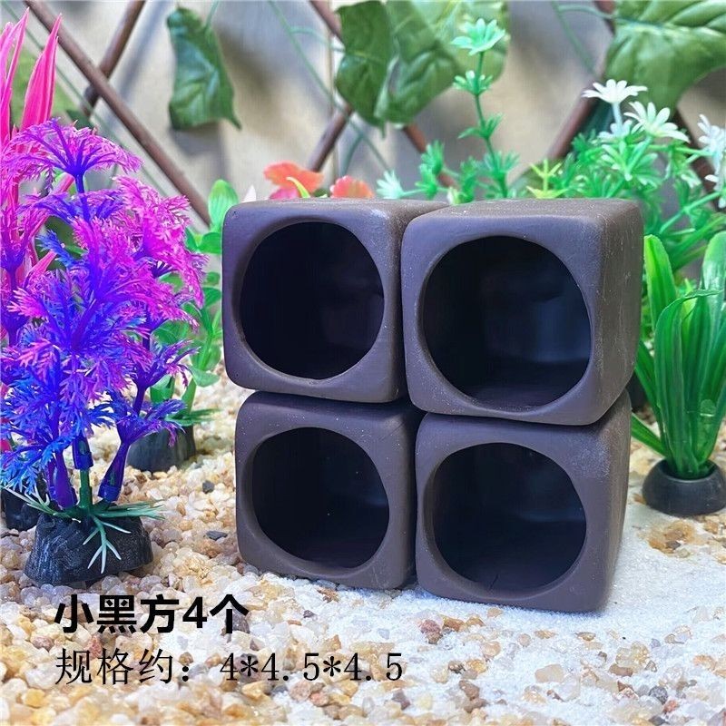 鱼缸迷你陶罐躲避屋造景石头珊瑚慈鲷躲避洞繁殖罐虾屋窝瓷罐可爱