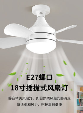 可拆扇形风扇灯卧室家用灯简约静音吊扇灯无极调光E27吸顶风扇灯