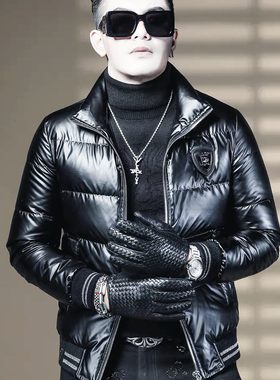 90白鸭绒正品冬季欧版修身羽绒服男士外套立领