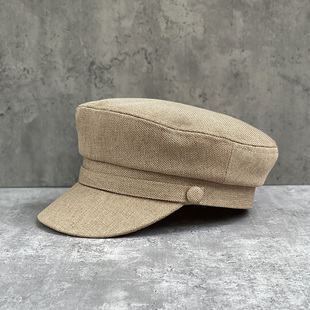 大头围日系春夏男士 休闲鸭舌帽简约透气遮阳帽英伦复古八角平顶帽