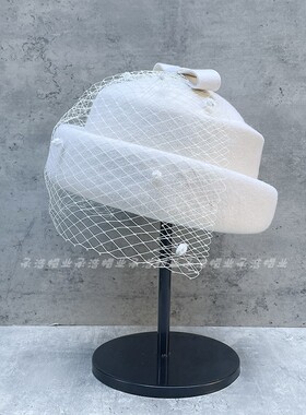 出游休闲女士冬天短檐网纱贝雷帽
