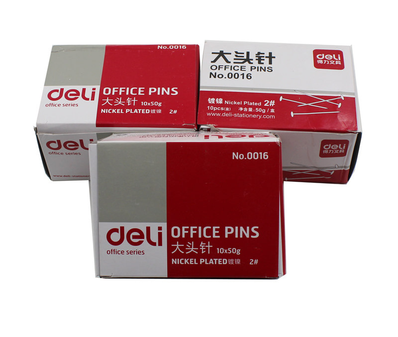 得力deli大头针 大头钉 大头订 得力0016镀镍大头针 办公用品批发