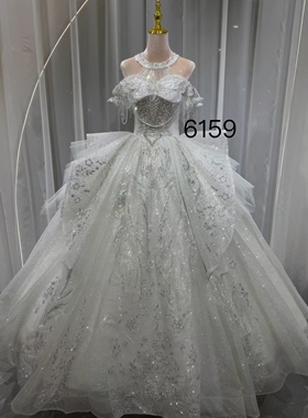 AGMC正品出口比利时同款气质婚纱新娘小个子齐地拖尾拍照礼服