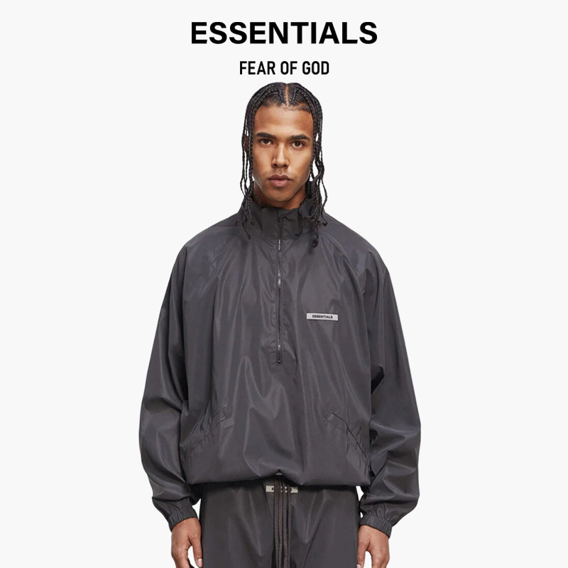 essentials冲锋衣男款春秋fog半拉链夹克宽松大码男士薄款外套潮