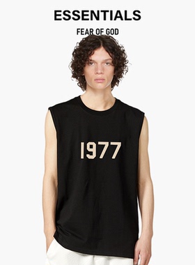 FOG1977植绒essentials纯棉无袖t恤男潮牌宽肩美式背心夏天外穿