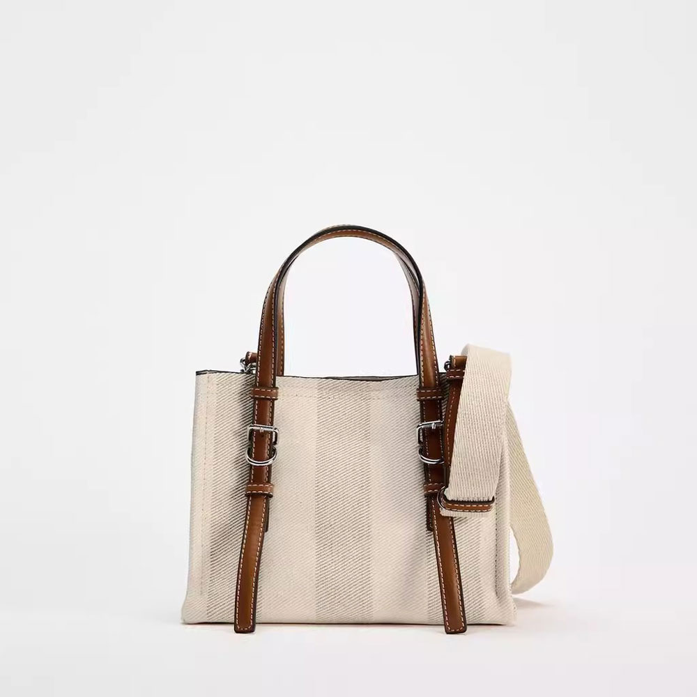 ZR家帆布包2025秋季新品女包迷你拼色迷你外出通勤单肩斜挎手提包