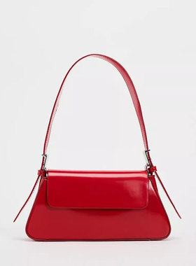 ZR家女包2025春季新款百搭潮新年婚礼红色翻盖简约主义单肩腋下包