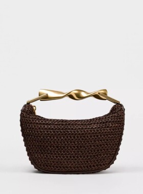 ZA时尚迷你手提编织包包女2025新款复古高级感金属链条单肩斜挎包