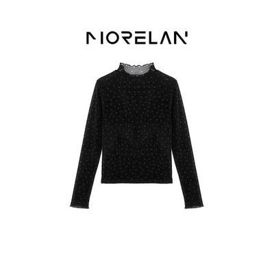 Morelan2026冬季新款时尚百搭波点半高领长袖上衣打底衫50270