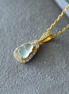 S925纯银吊坠空托时尚女款葫芦型四爪DIY蜜蜡松石水晶玉石镶嵌托