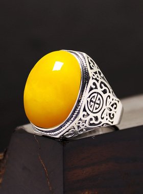 diy蜜蜡琥珀玉石镶嵌戒指空托