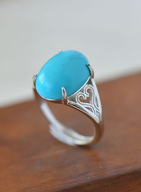 男女款S925纯银玉石镶嵌戒指空托