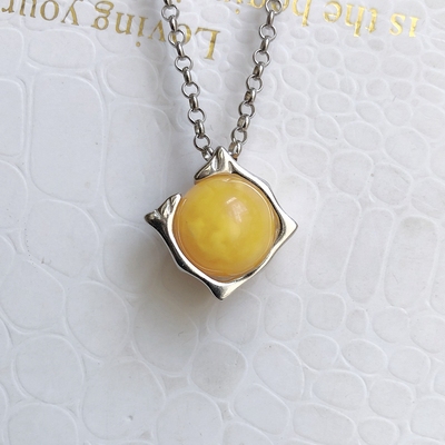 S925纯银吊坠空托时尚圆珠免打孔