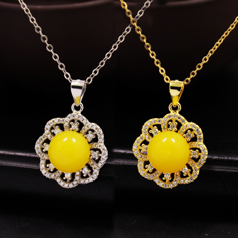 diy满钻蜜蜡珍珠镶嵌吊坠空托