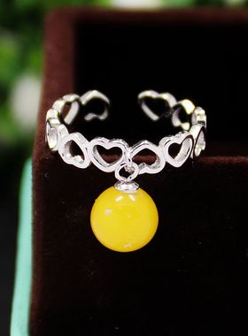 diy爱心蜜蜡珍珠镶嵌戒指空托