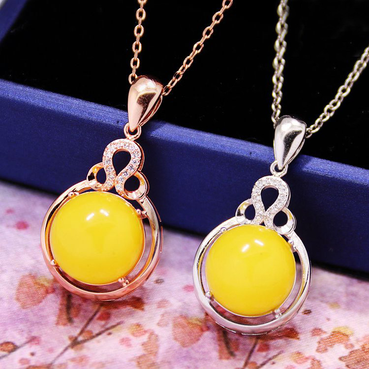 diy时尚风满钻圆形蜜蜡吊坠空托