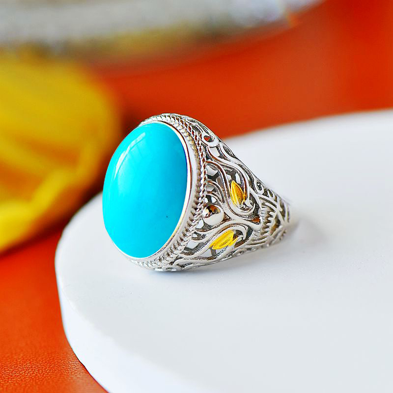 s925纯银戒指空托男款DIY蜜蜡