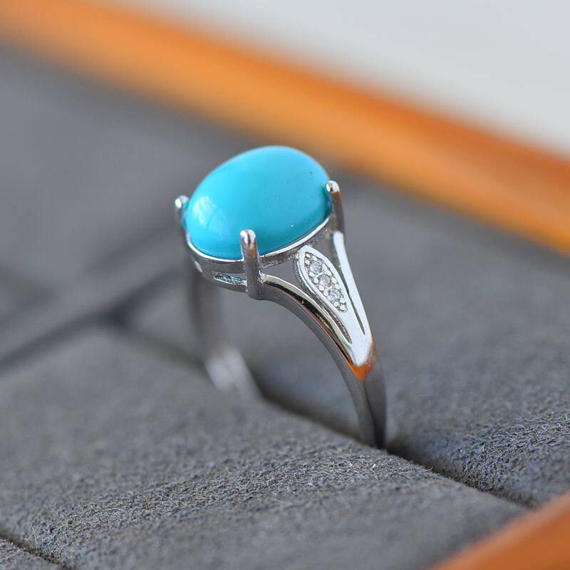 女款S925纯银玉石镶嵌托戒指空托