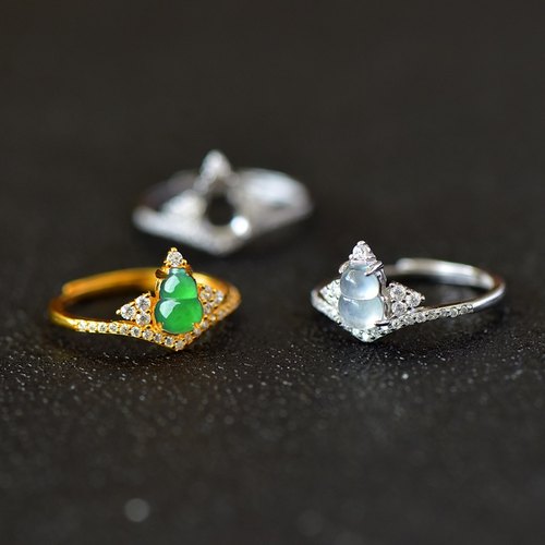 S925纯银戒指空托葫芦戒面镶嵌托