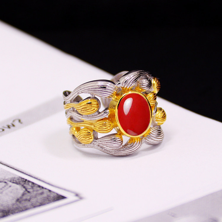 diy设计款蜜蜡玉石琥珀戒指空托